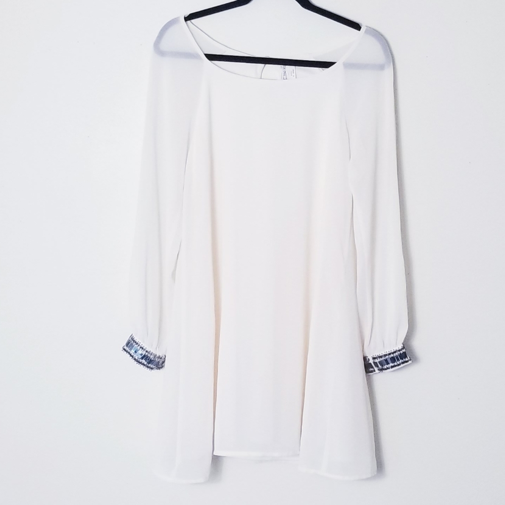 Pink owl l/s short shift dress w/decal cuffs!